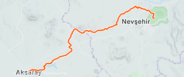 Route map of Aksaray to Göreme