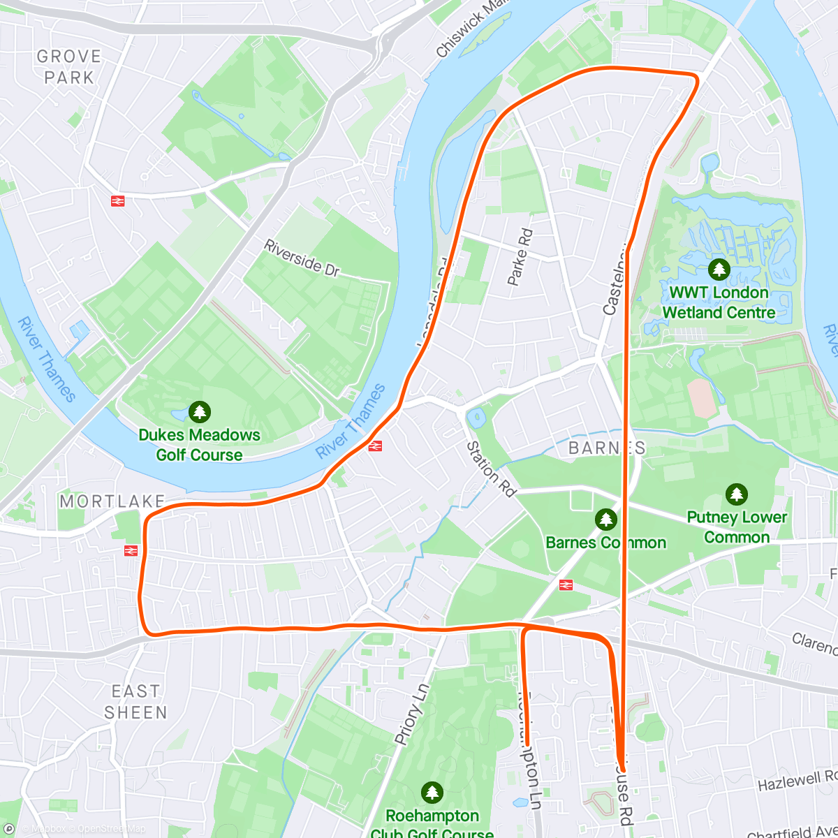 Map of the activity, Barnes 10k Morning Run