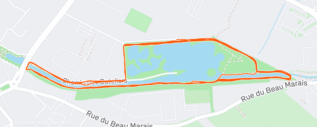 Map of the activity, Course à pied le matin
