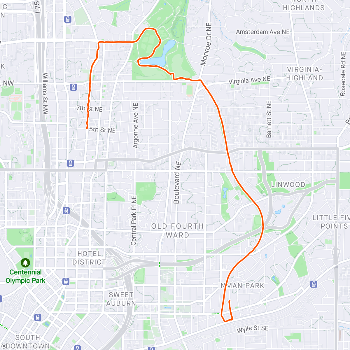Map of the activity, Saturday Morning Beltline Joggle