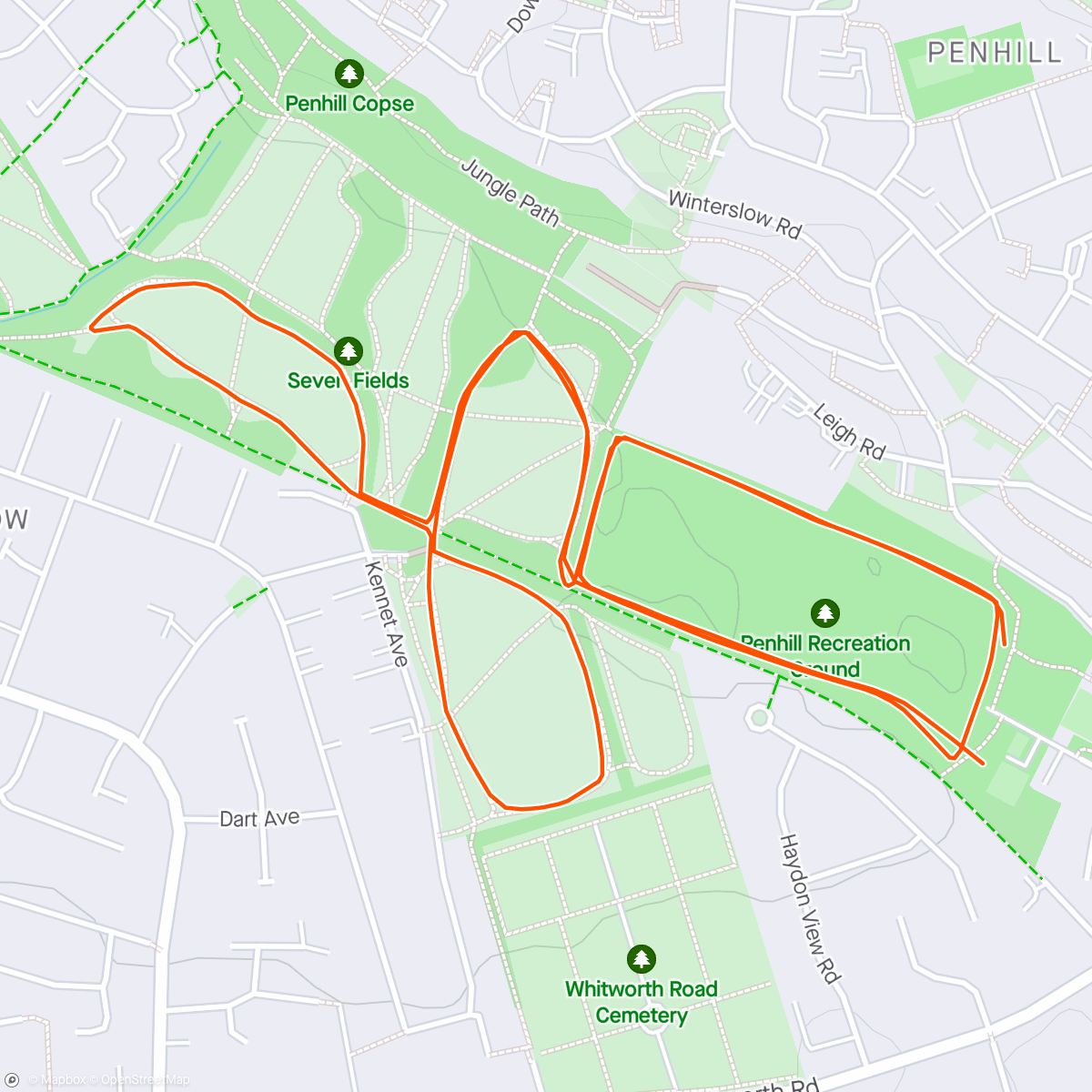 Map of the activity, Seven Fields parkrun Swindon