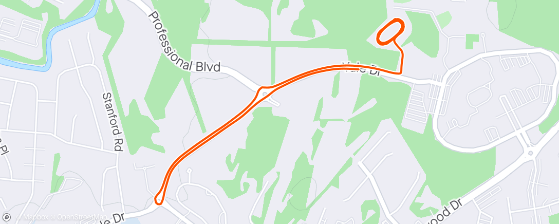 Map of the activity, 6 x 600 @ 6:00 pace, 400 recover