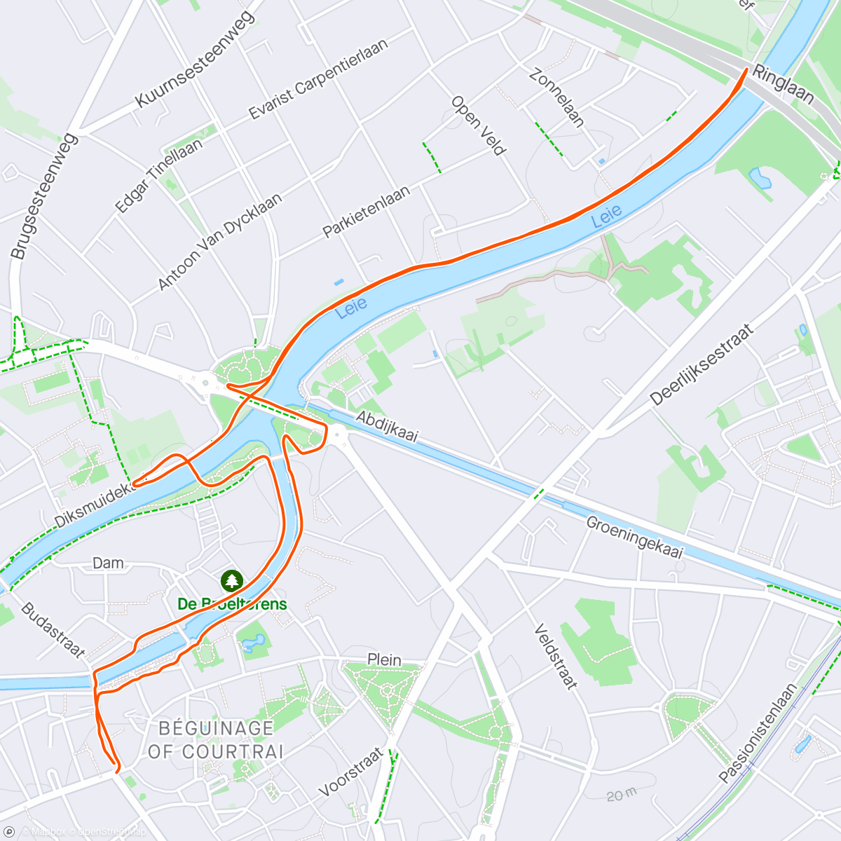 Map of the activity, Kortrijk run ☀️☀️