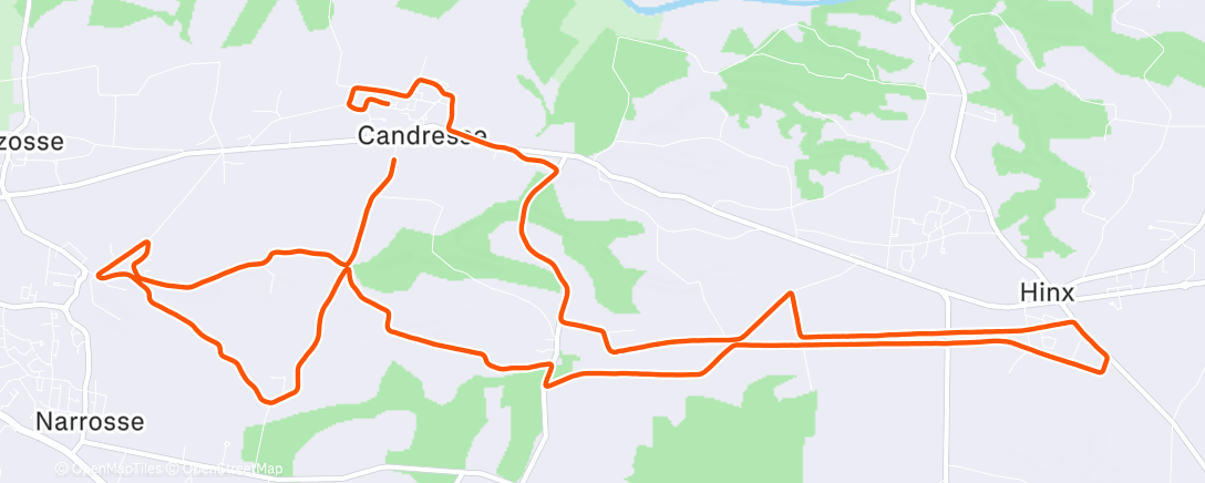Map of the activity, Course à pied le matin