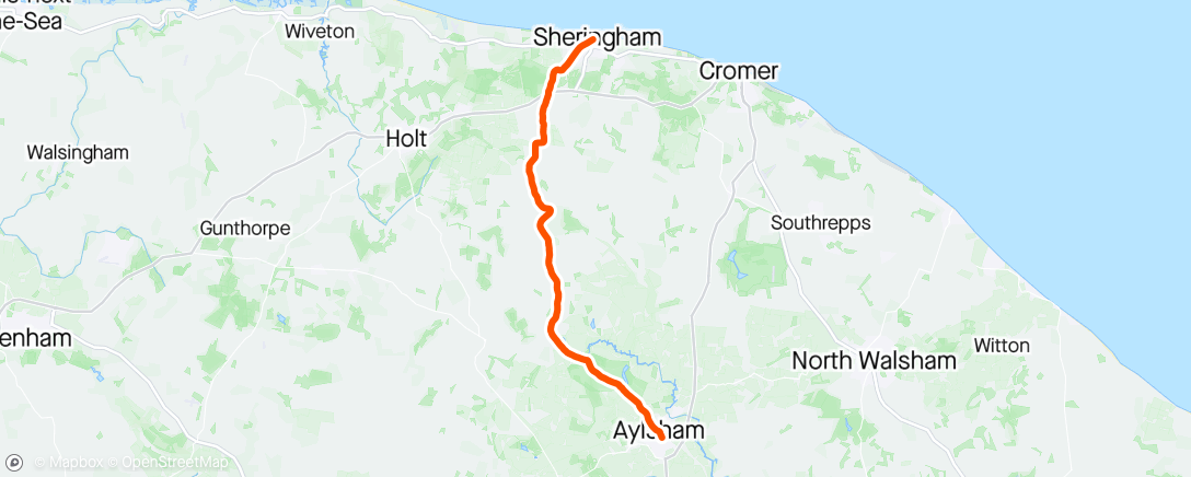 Map of the activity, North Norfolk Railway yesterday, night in Sheringham, now to last heritage railway.