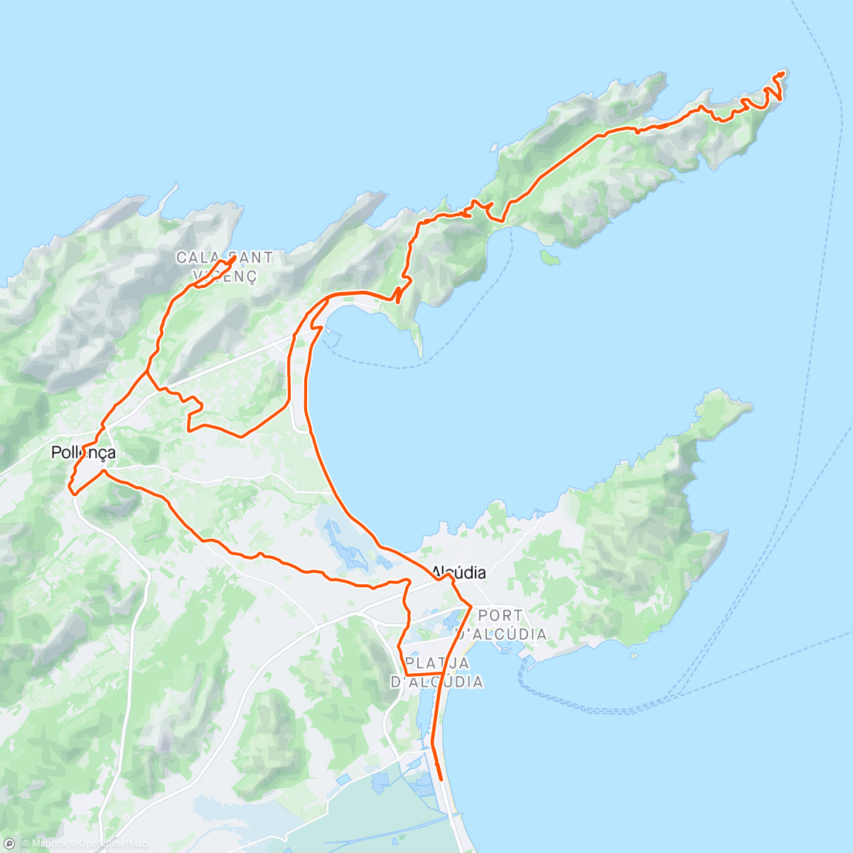 Mapa da atividade, Cap De Formentor, Pollenca, Calla Vincent