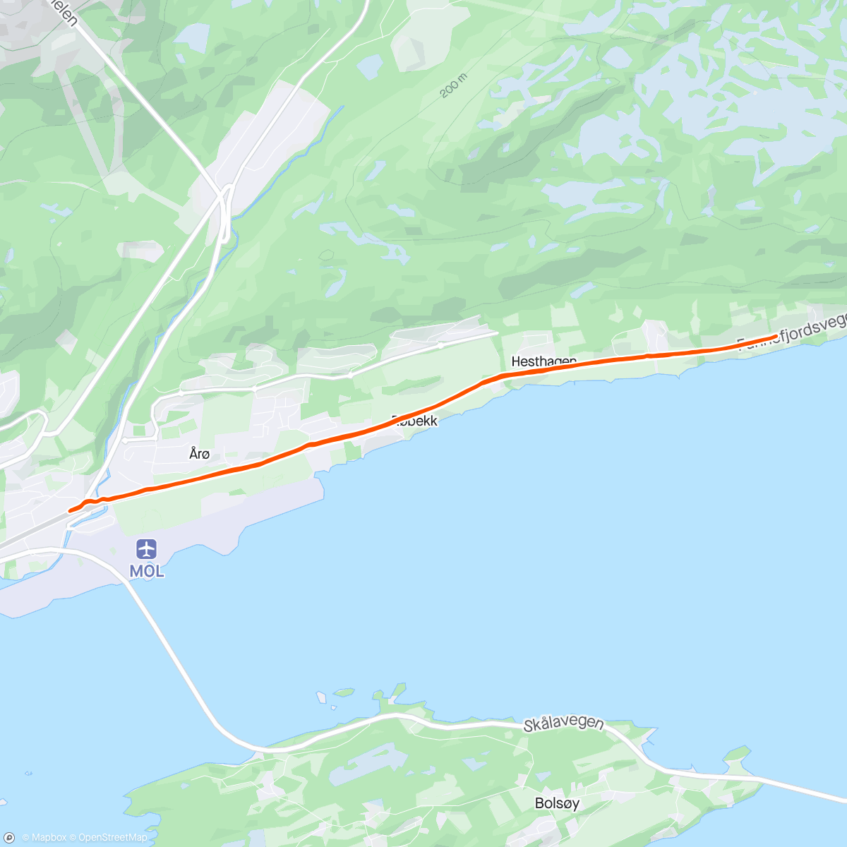 Map of the activity, Afternoon Run, Molde maraton 10km