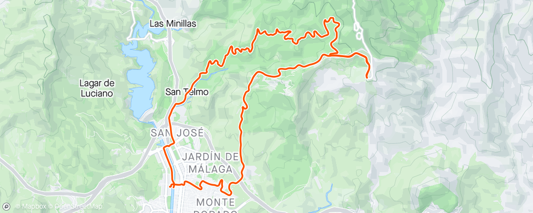 Map of the activity, Bicicleta de montaña vespertina