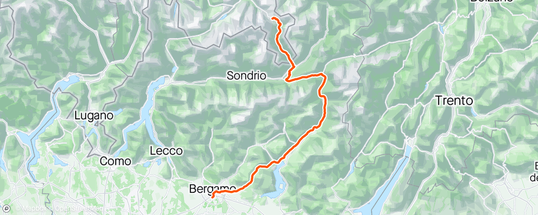 Map of the activity, Bg Lovere Boario Edolo Aprica Tirano Bernina Aprica