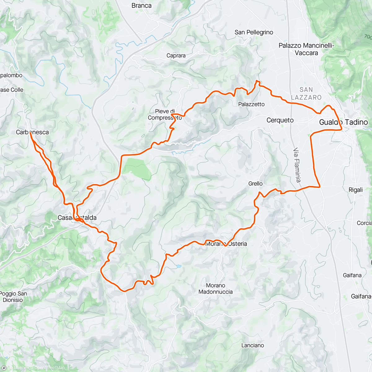 Map of the activity, Casac - collemincio - morano ost - broccaro - gualdo - piagge - poggio s.erc - pieve - cerasa carbonesca - casac