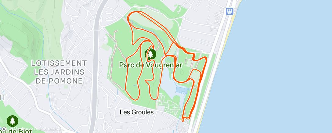 Map of the activity, Fartleck, on cherche de l’ombre