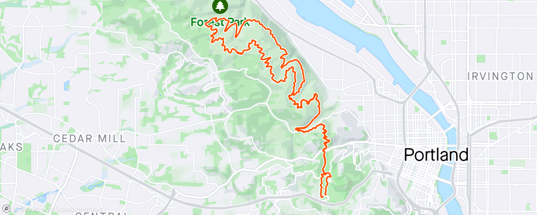 Map of the activity, Forest Park long run