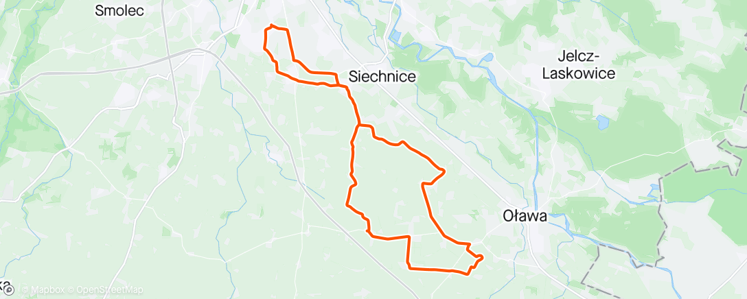 Map of the activity, Gaj Oławski Ride + 10 × 30"