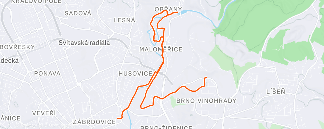 Map of the activity, Afternoon Run