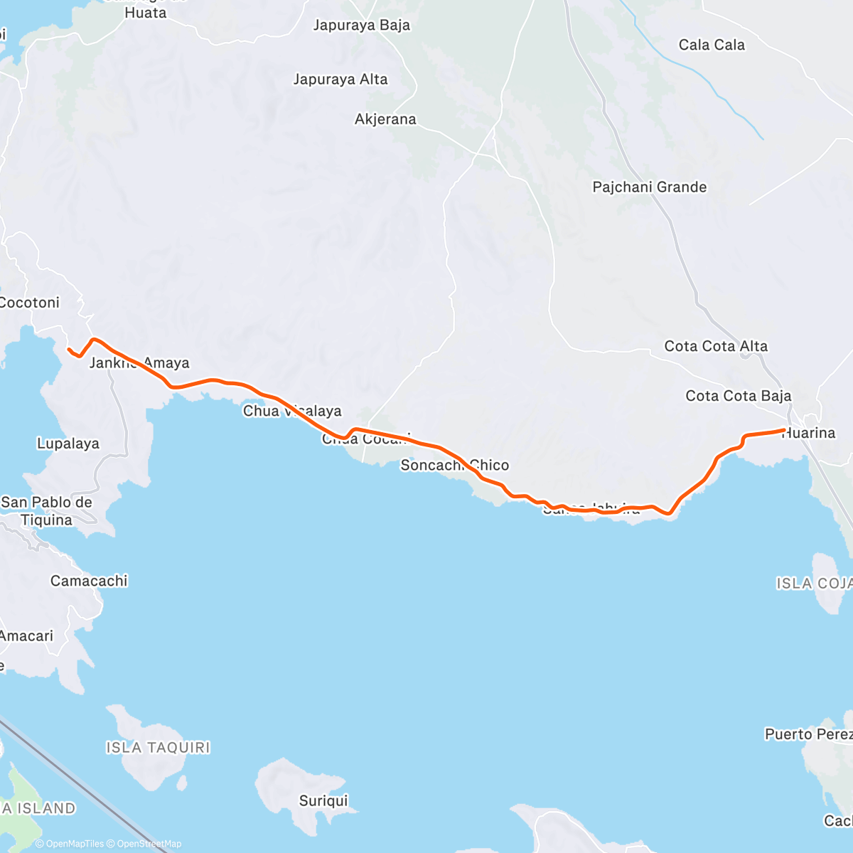 Map of the activity, [HT] Huarina to Watari | Bolivia