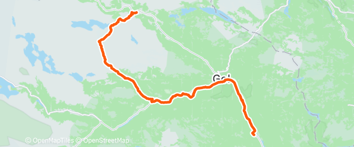 Route map of Hemsedal to Nesbyen
