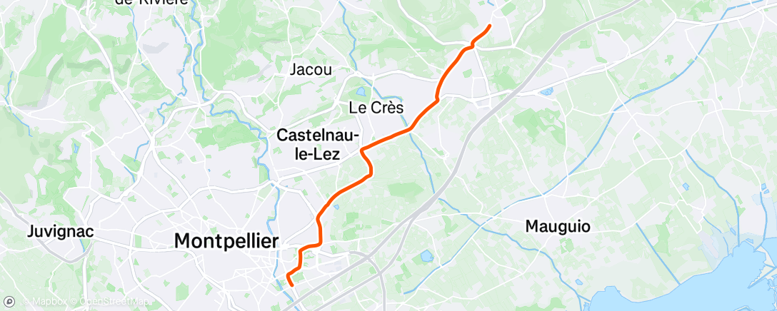 Map of the activity, Sortie vélo en soirée