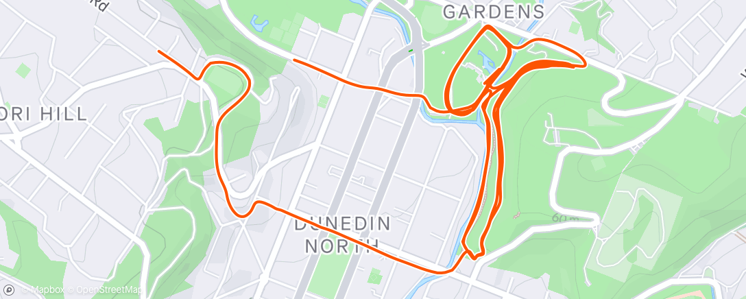 Map of the activity, Morning Run, including a steady hilly trail Parkrun in the snow ❄️❄️ 🌧💧🌧💧 ☔️☔️
