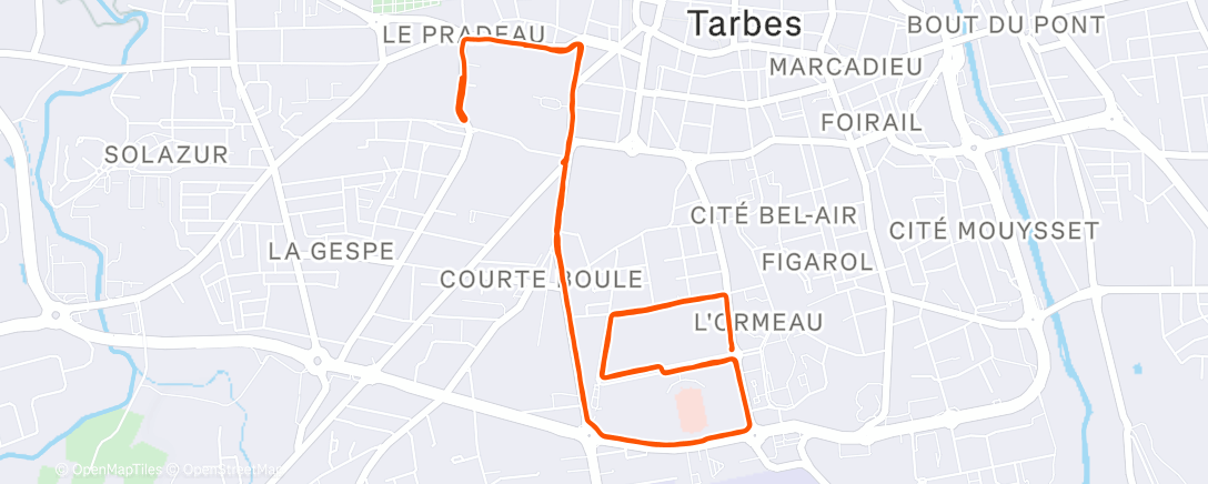 Map of the activity, Course à pied le matin