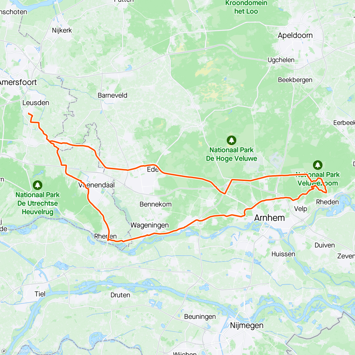 アクティビティ「Rondje langs de Posbank」の地図