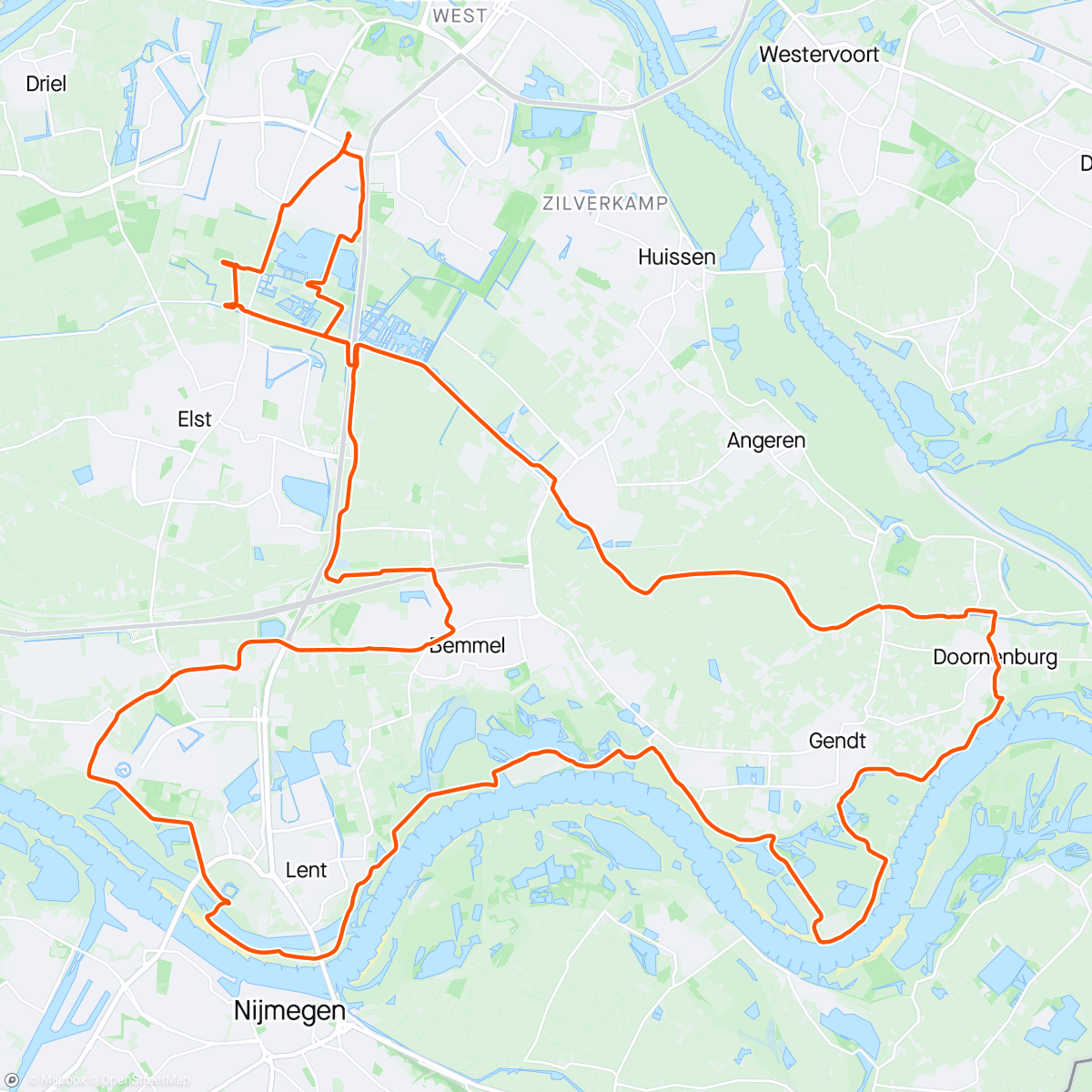Map of the activity, Vroeg ritje MTB gravel Waal - Linge 🌤️🚵🏾‍♂️🇳🇱