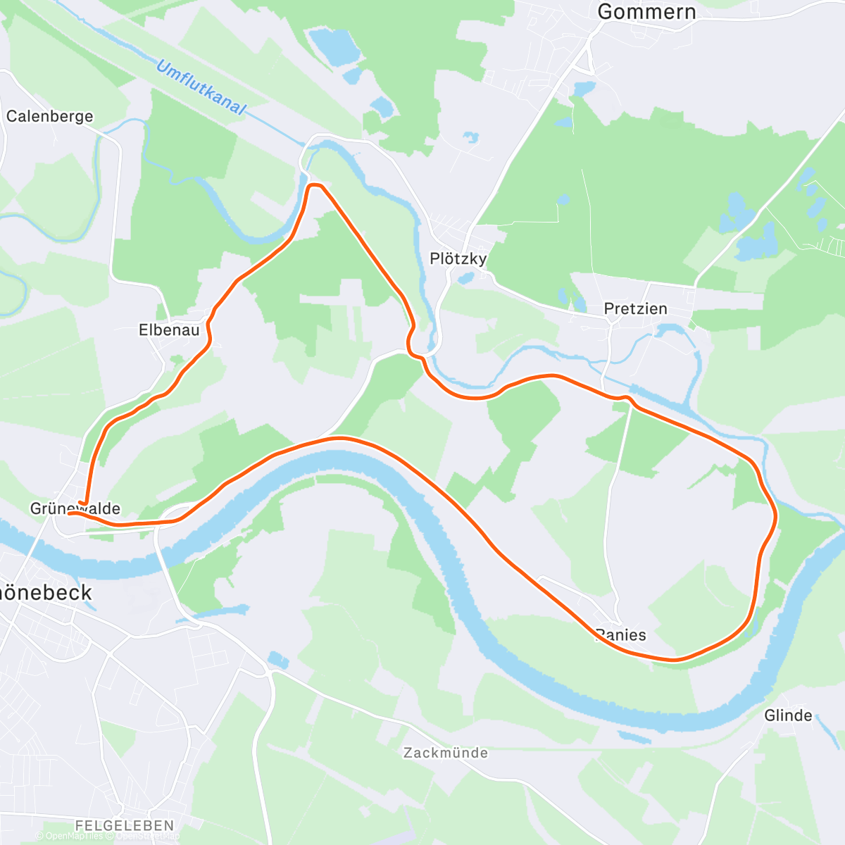 Map of the activity, Lauf am Nachmittag