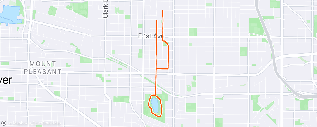 Map of the activity, Evening Run to Trout Lake