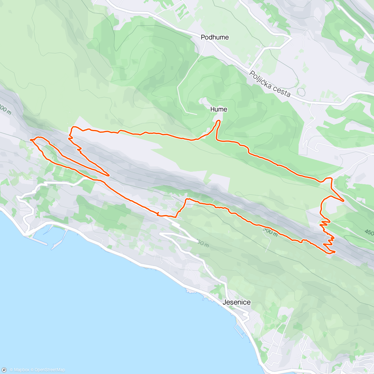 Map of the activity, Jesenice treking 2024