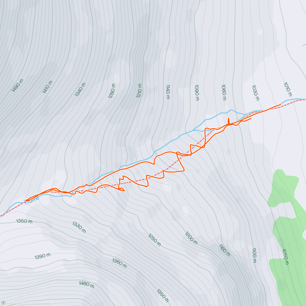 Map of the activity, Its a no from me. Felt like riding on a sand dune (6 degrees and rain at 1500meters)