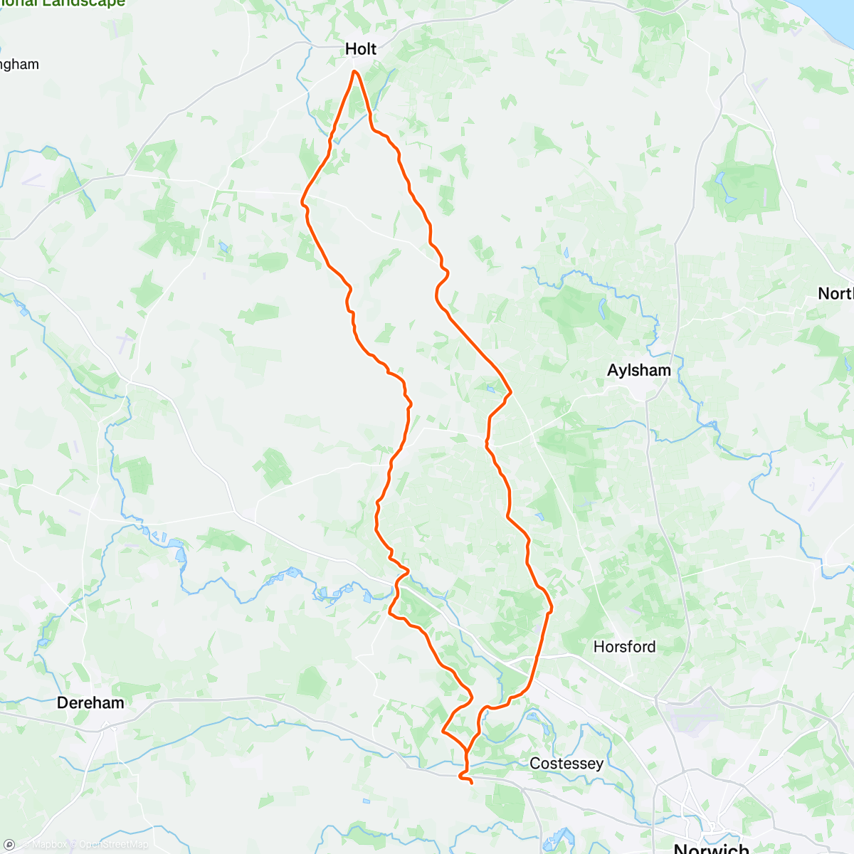 Map of the activity, To Holt and Back