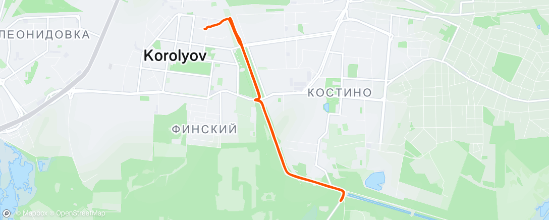 Map of the activity, Evening Run