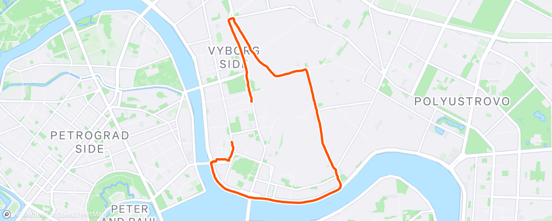 Map of the activity, Afternoon Run