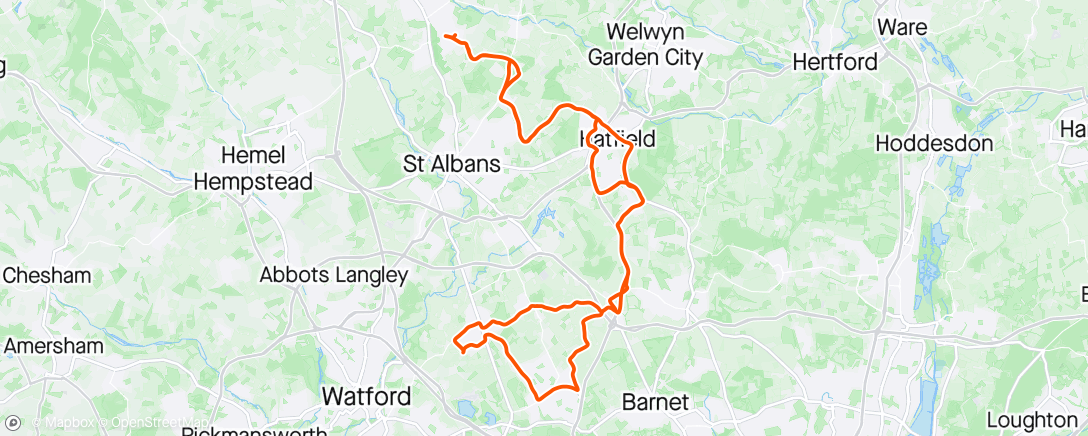 Map of the activity, Morning Ride with Harpenden cycles
