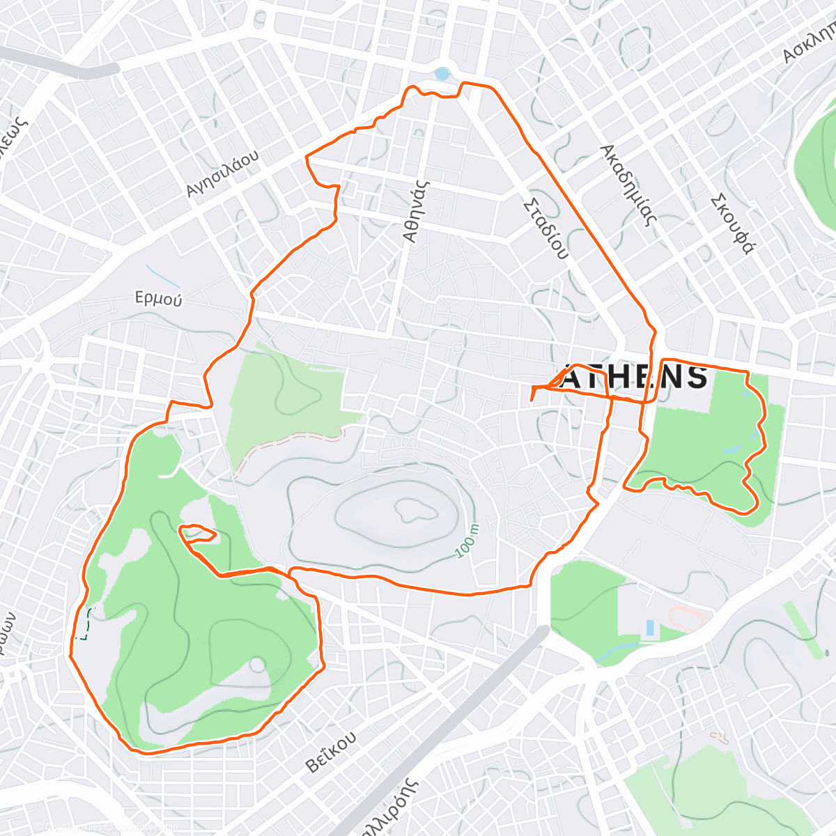 Map of the activity, ATHEN 10er Πανεπιστημίου-Αρακύνθου-Διονυσίου Αρεοπαγίτου