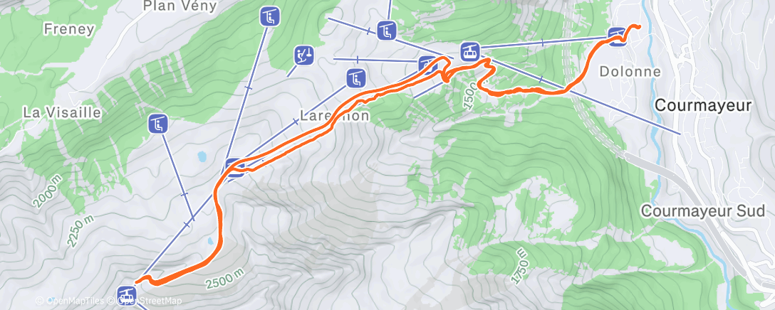 Map of the activity, Sessione di sci fuoripista mattutina