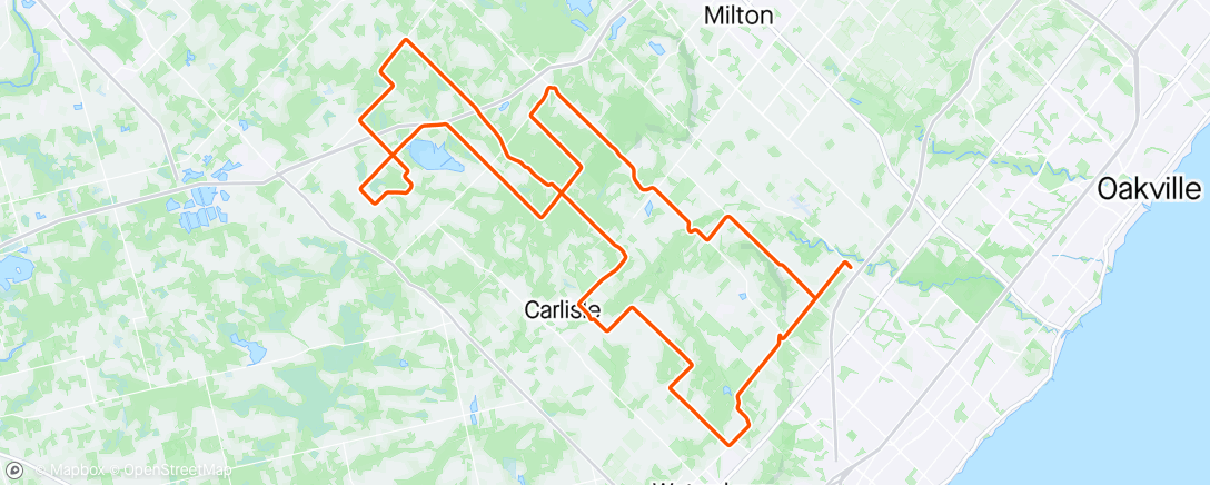 Map of the activity, OCC 32+ Saturday Morning Ride with a bit of snow and a few ice pellets
