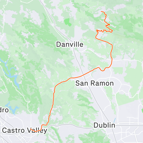 Castro Valley to Mount Diablo (crow canyon rd) 39.8 km Cycling Route