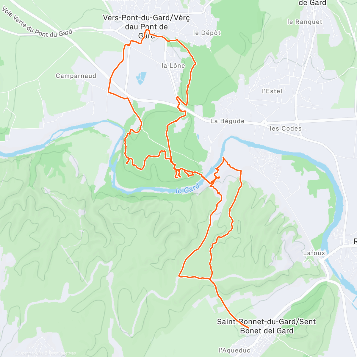 Map of the activity, Le Pont du Gard