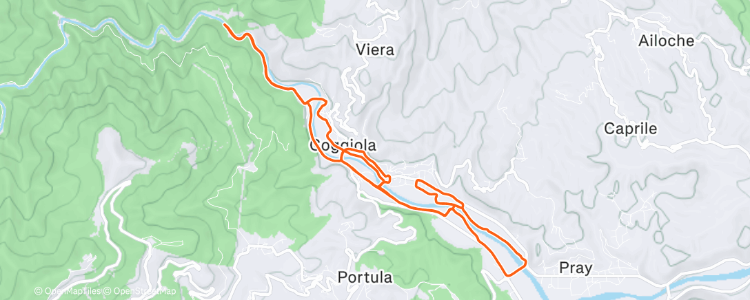 Map of the activity, Flatter trails and road