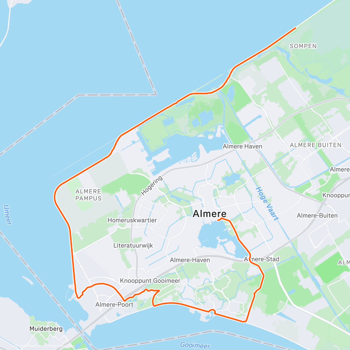 Map of the activity, ROUVY - Challenge Almere 54 km | Netherlands