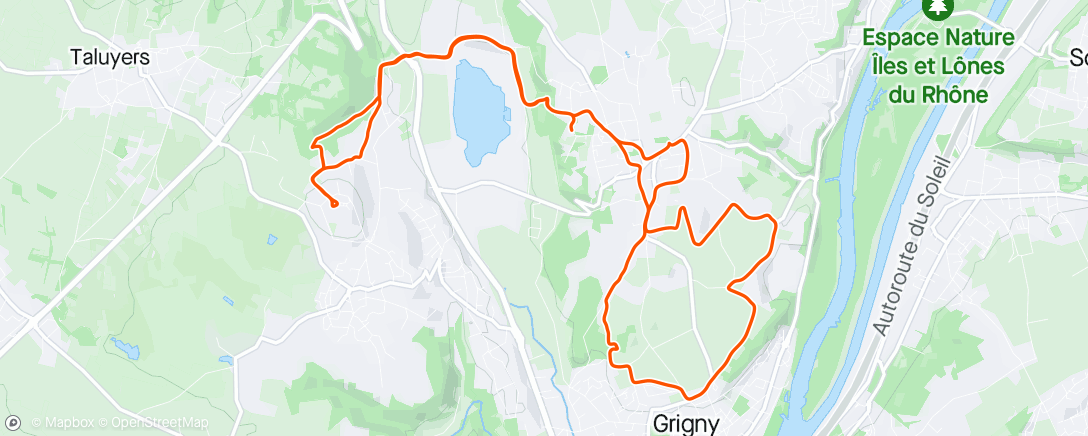 Map of the activity, Pas de jus, mais 20km quand même.
10km dans la boue à Montagny et 10km avec Leo vers Grigny