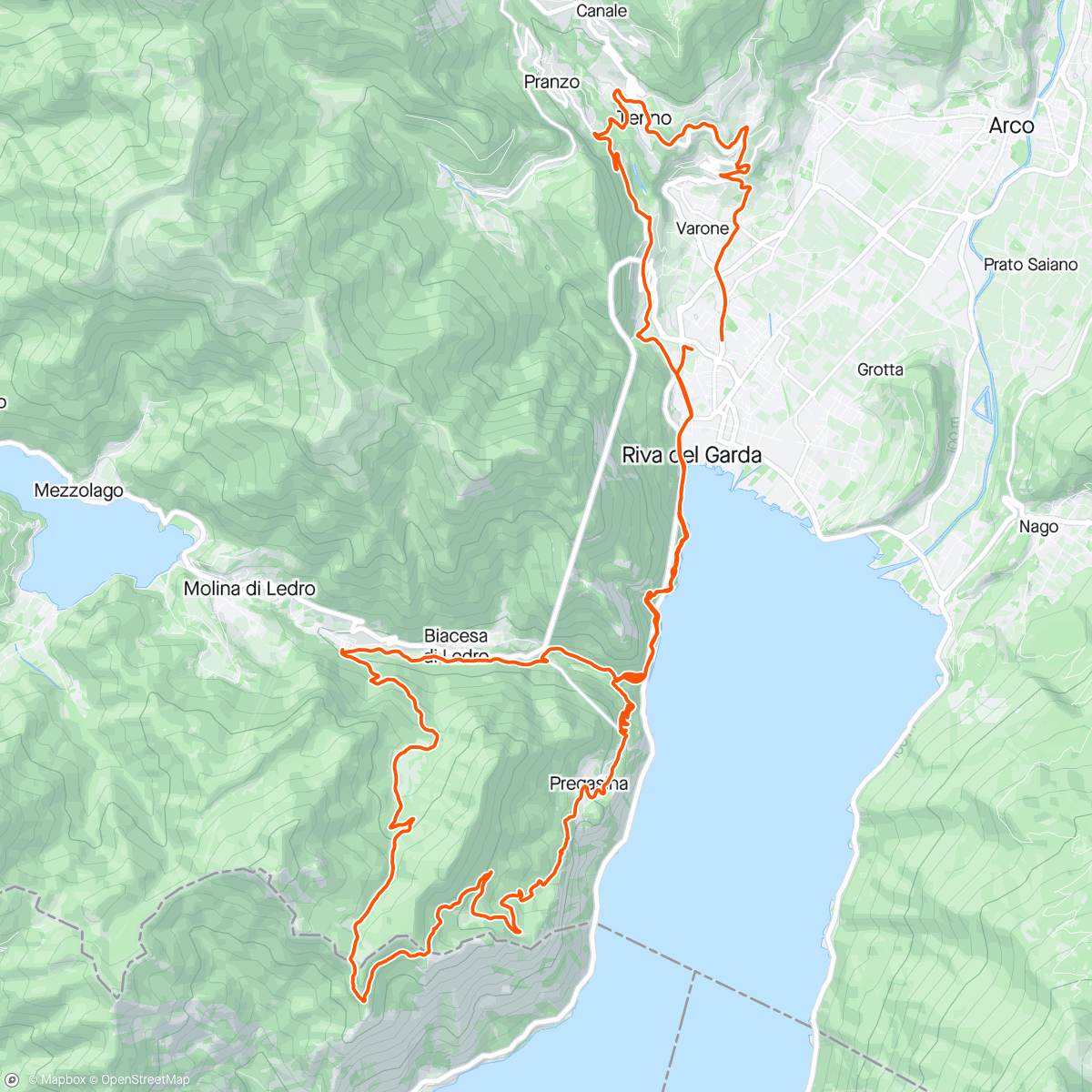 Map of the activity, Prè, leano, passo gui, passo rocchetta , bocca larici, deva, tenno dal toboga del vecchio ponte, strada di pil