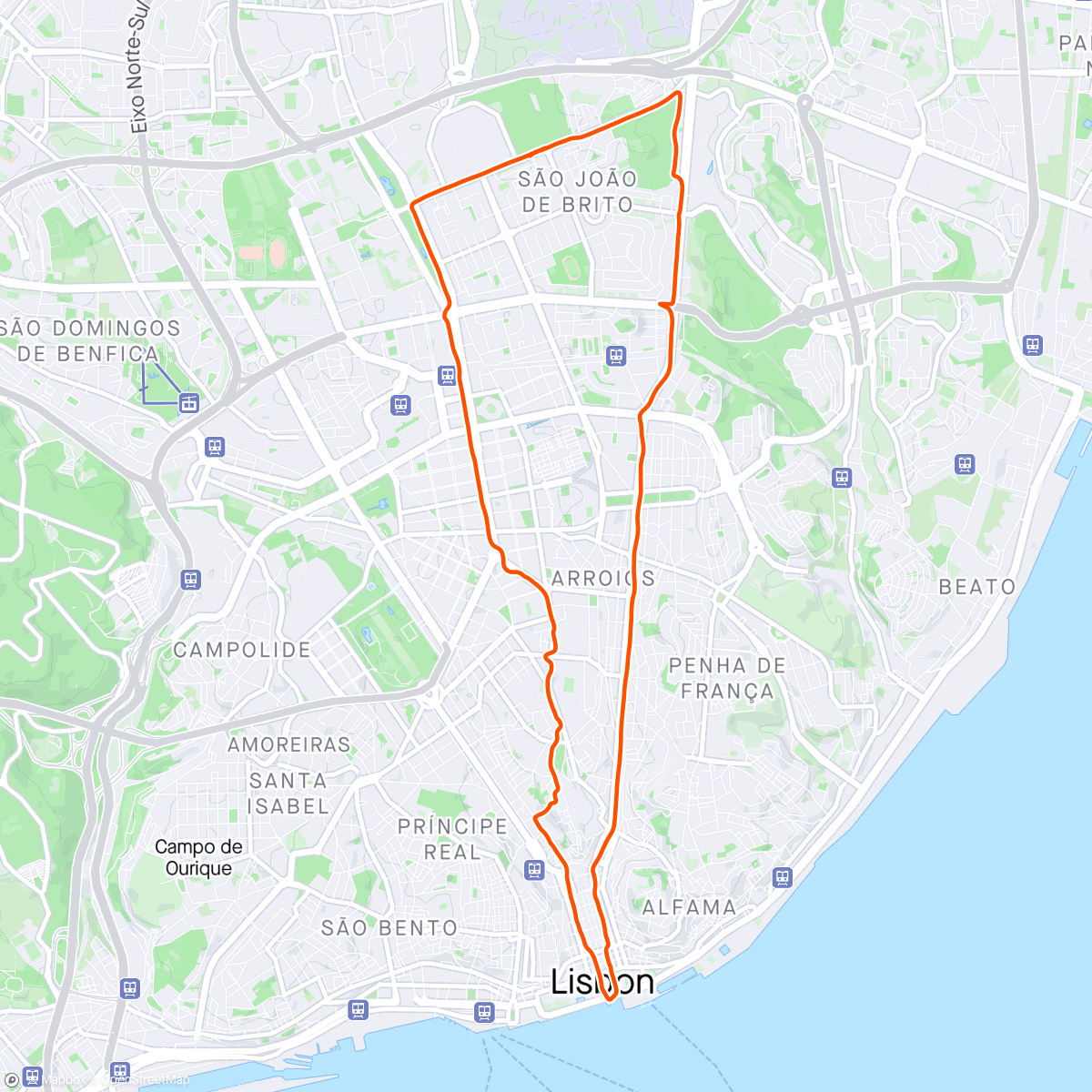 Mapa da atividade, Lisbon Run 15k 25/2024