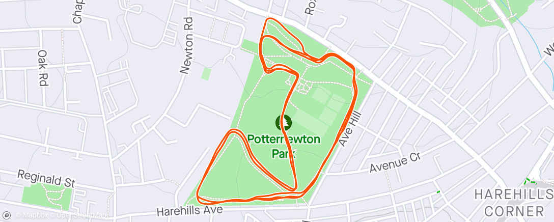 Mapa da atividade, Potternewton parkrun