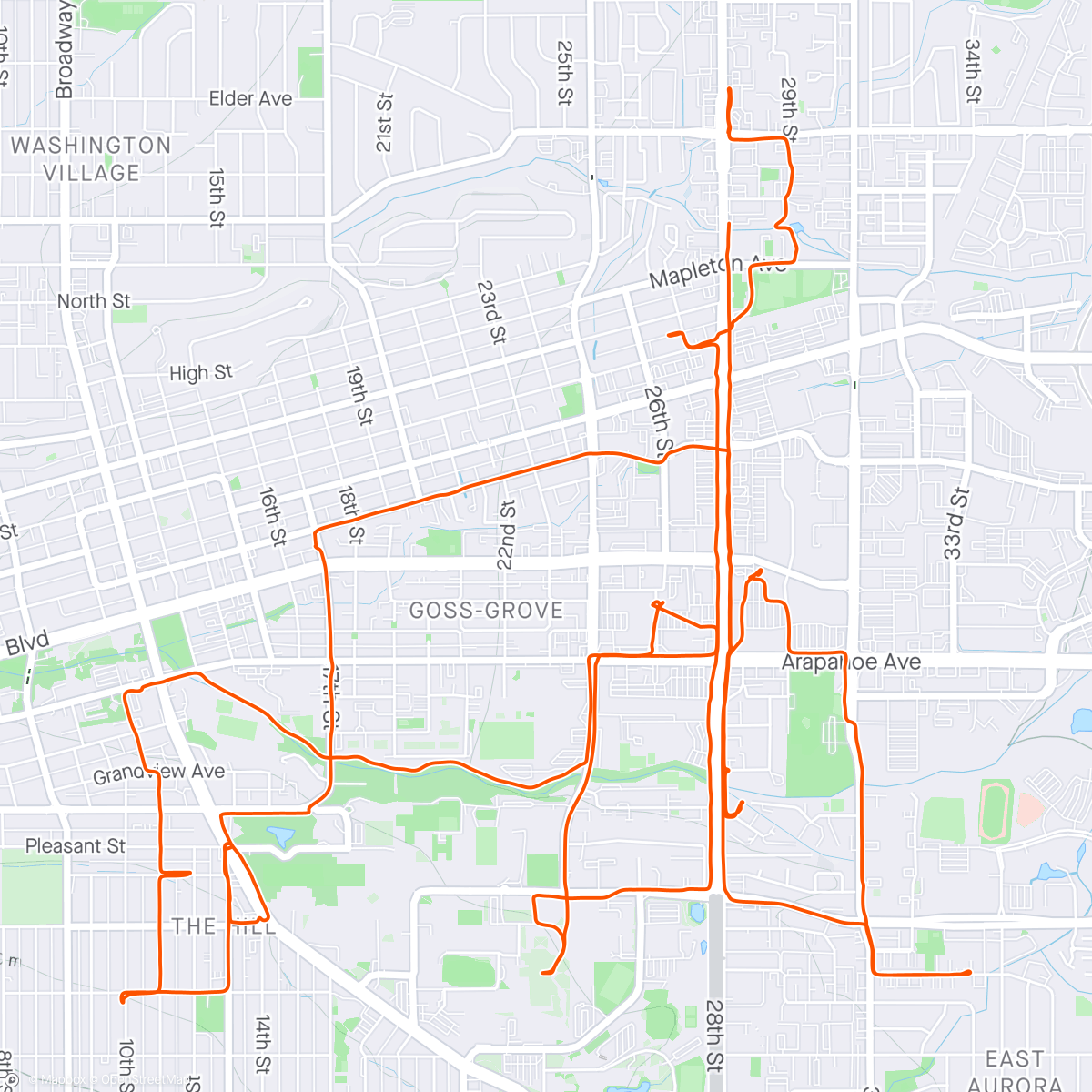 Map of the activity, Evening dash, which was surprisingly tame around town given that it’s St. Paddy’s Day. Guess the kids don’t party like they used to 😆🍀