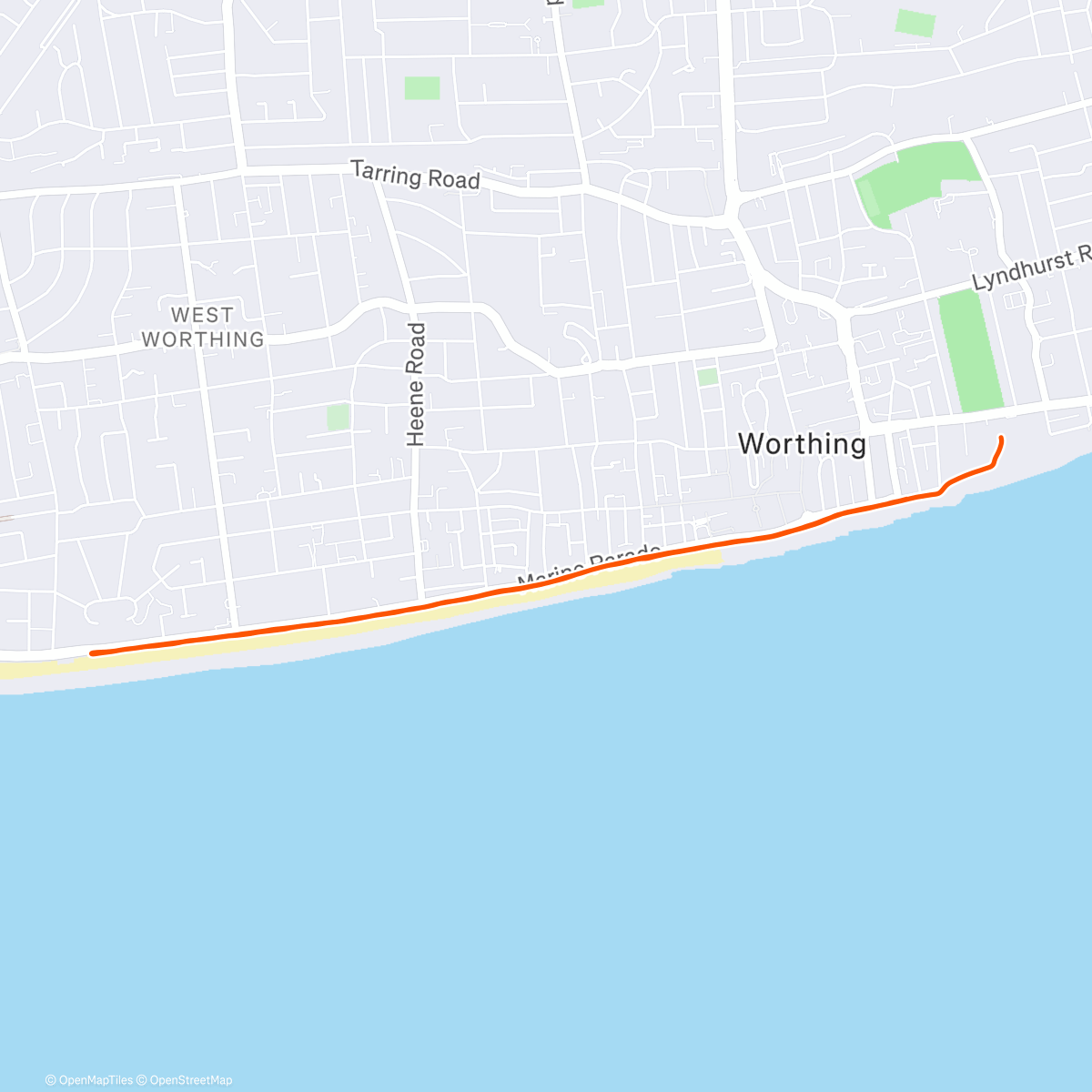 Map of the activity, Worthing parkrun 5k