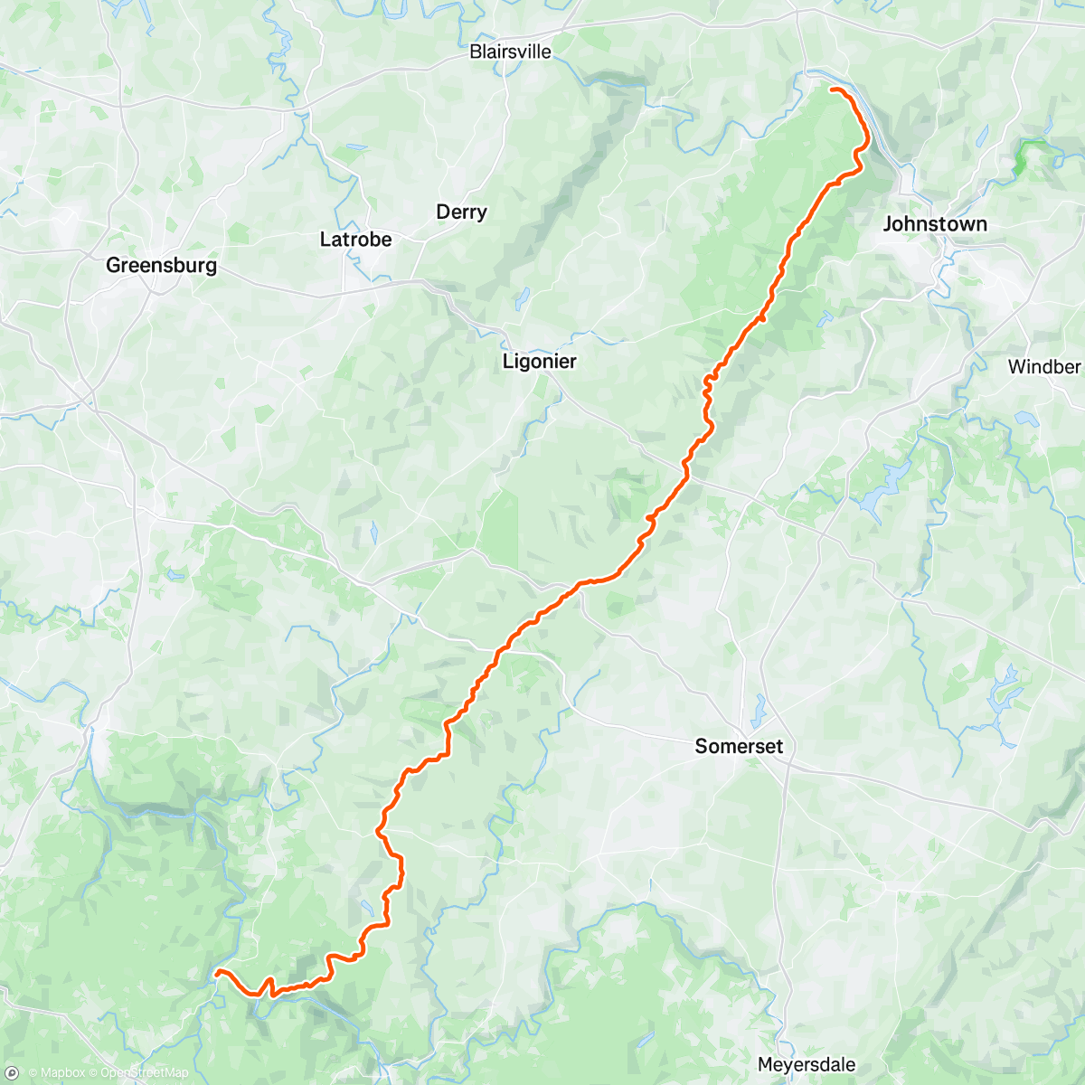 Map of the activity, Laurel Highlands Ultra