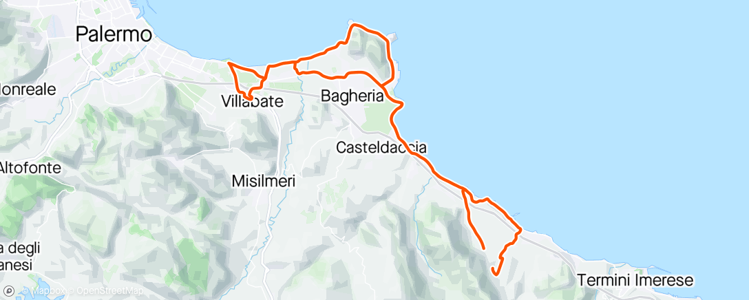 Map of the activity, My first ride in Sicily