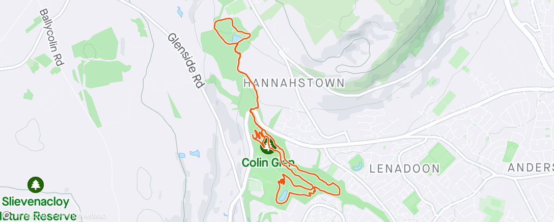 Map of the activity, Evening Run with TrailRun NI
