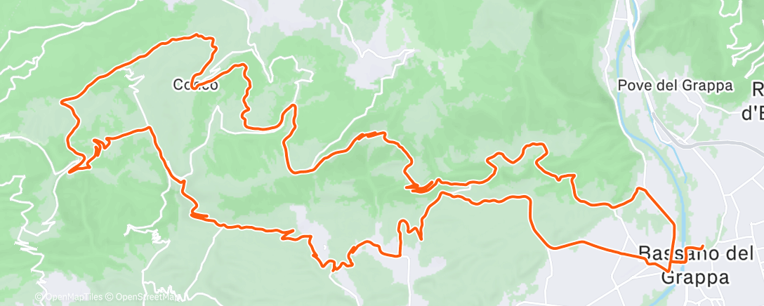 Map of the activity, Bassano ride 🇮🇹
